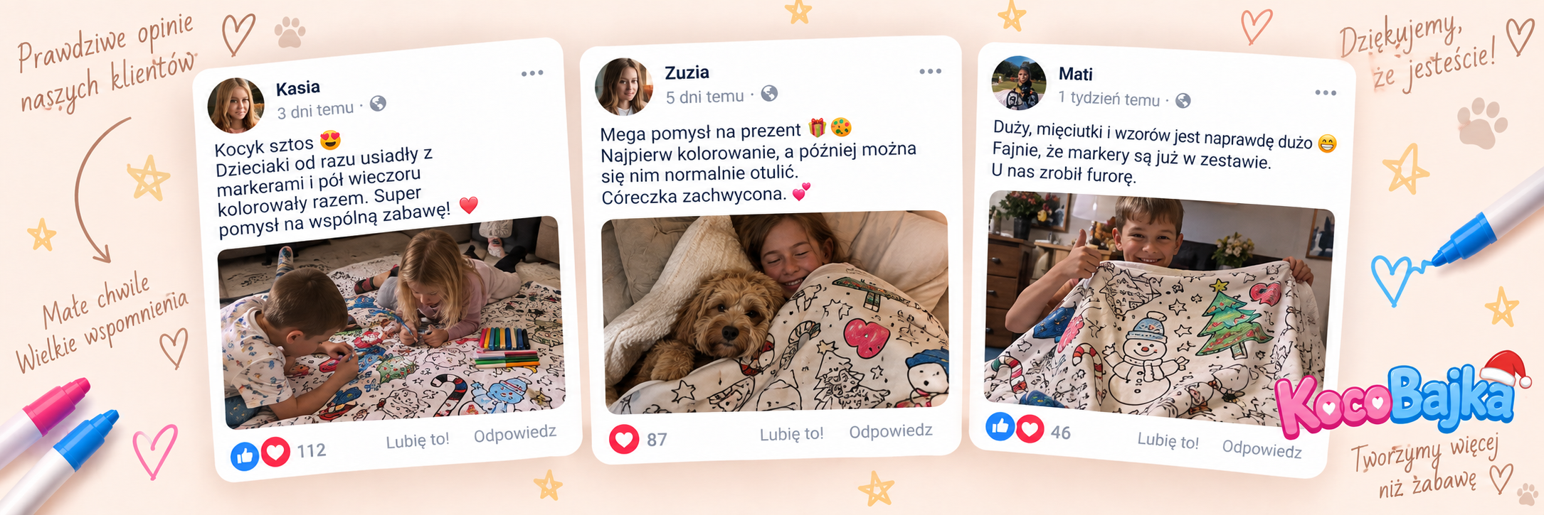 KocoBajka — klienci i koc do kolorowania
